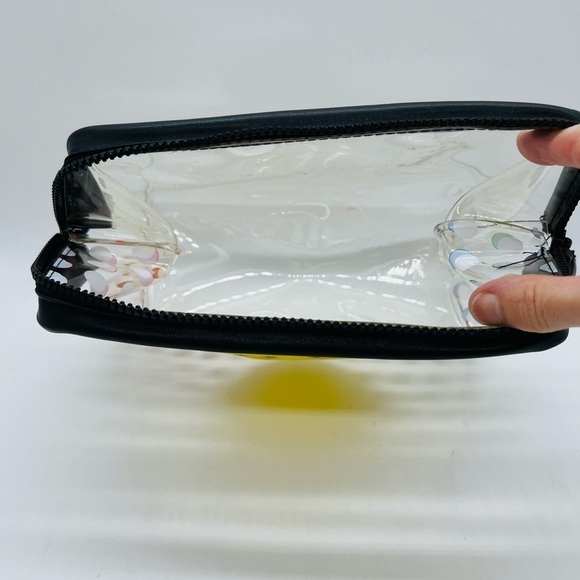 PINK  CLEAR COSMETIC BEACH BAG WITH A HAPPY FACE AND POLKADOTS MADE PVC PLASTIC - Picture 13 of 14